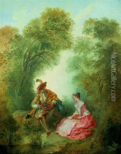 Le Joueur De Vielle Oil Painting - Nicolas Lancret