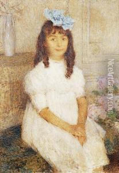 Portrait De Petite Fille Oil Painting - Ernest Joseph Laurent