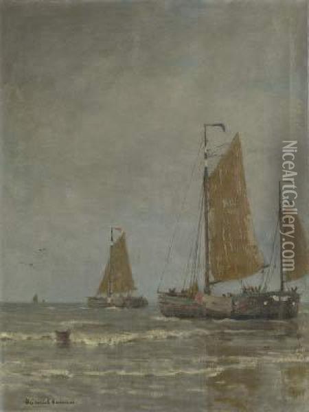 Auslaufende Boote Oil Painting - Heinrich Heimes