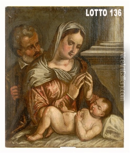 Sacra Famiglia Oil Painting - Polidoro da Caravaggio
