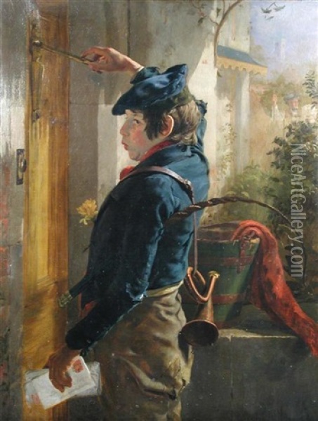 Confidence - The Post Boy Oil Painting - Robert Hannah