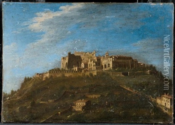 Ansicht Auf Eine Burganlage, Wohl Monte Castello Oil Painting - Antonio Joli