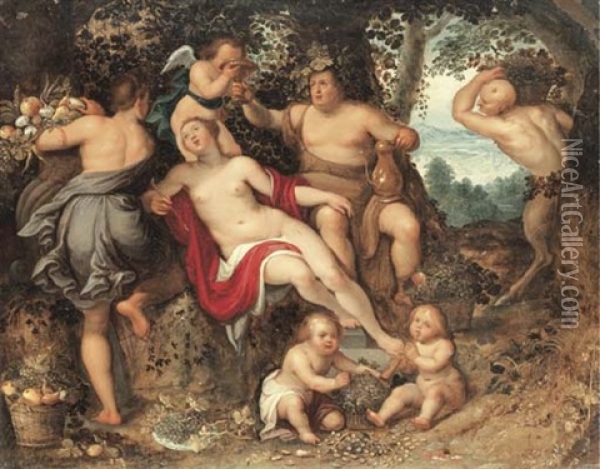Sine Baccho Et Cerere Friget Venus (without Ceres And Bacchus, Venus Would Freeze) Oil Painting - Peeter Van Avont