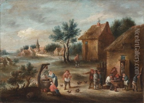 Rejouissances Paysannes Devant Une Auberge Oil Painting - David Teniers Iv