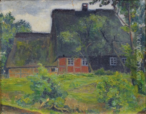 A Farmhouse With Garden Oil Painting - Ary Bergen