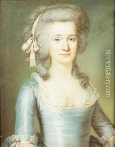 Portrait De Jeune Femme A La Robe Bleue. Oil Painting - Thomire