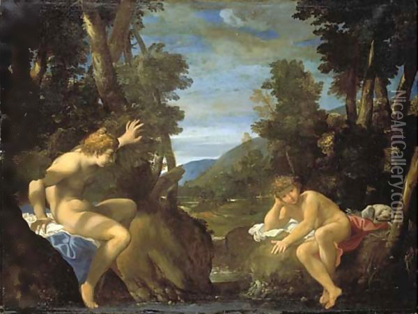 Salmacis and Hermaphroditus Oil Painting - Lodovico Carracci