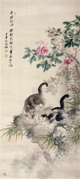 Cat Oil Painting -  Hu Tiemei