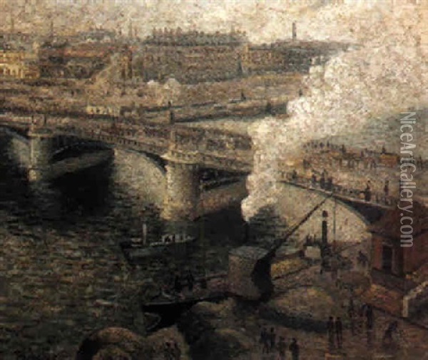 Le Pont Boieldieu, Rouen Oil Painting - Frank Myers Boggs