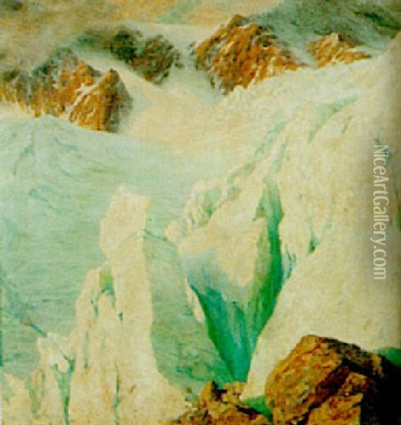 An Alpine Scene Oil Painting - Harry William Adams