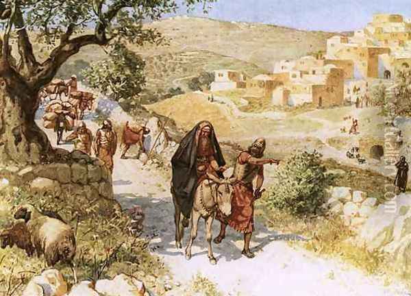 David fleeing from Jerusalem is cursed by Shimei Oil Painting - William Brassey Hole