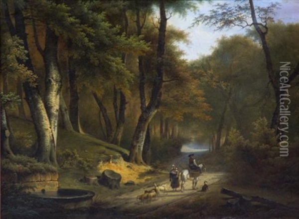 Interior Of A Forest Oil Painting - Pierre-Jean Hellemans