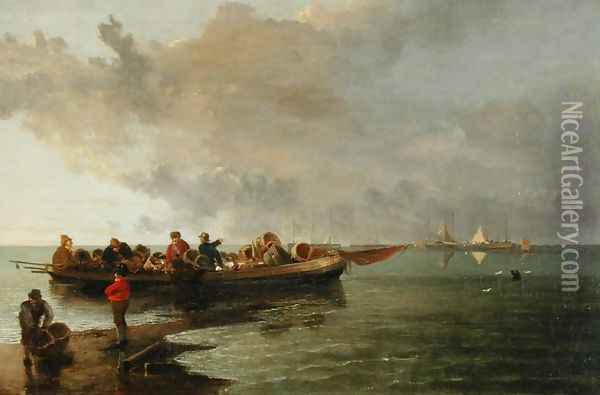 A Barge with a Wounded Soldier Oil Painting - John Crome