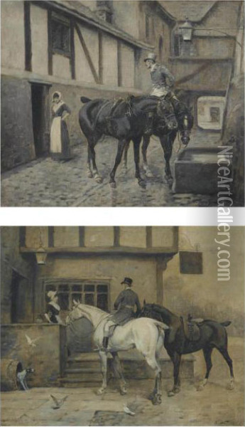 On The Way To The Meet; And Between Stages Oil Painting - George Wright