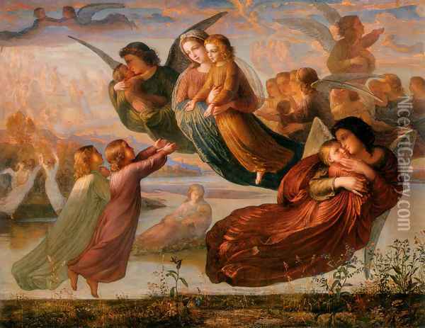 Le Poème de l'âme - Souvenirs du ciel (The Poem of the Soul - Memory of Heaven) Oil Painting - Anne-Francois-Louis Janmot
