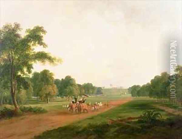 A Hunting Party in India Oil Painting - William Daniell RA