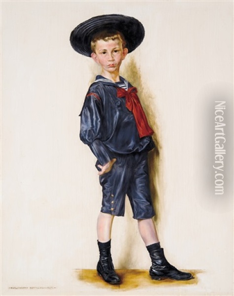 Little Boy Oil Painting - Bertalan Karlovszky