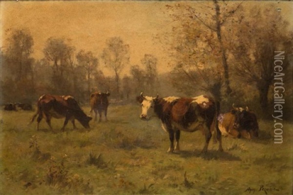 Vaches Au Pre Oil Painting - Aymar (Aimard Alexandre) Pezant