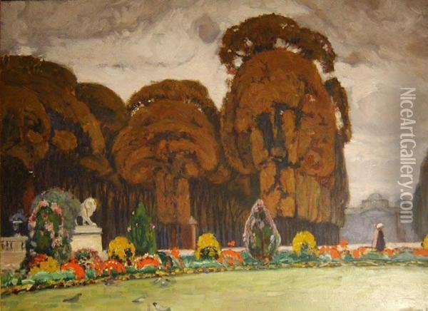 Le Jardin Du Luxembourg Oil Painting - Auguste Leroux