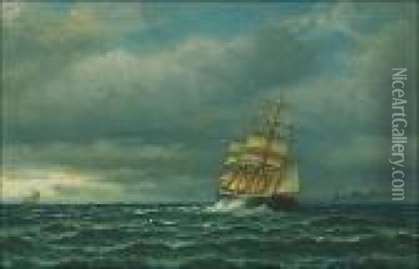 In Full Sail Oil Painting - Oskar Conrad Kleineh