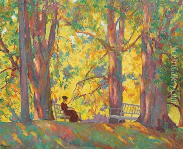 Femeie In Parc Oil Painting - Ion Theodorescu Sion