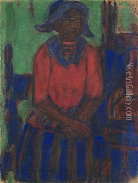 Junge Frau Mit Blauer Kappe Oil Painting - Christian Rohlfs