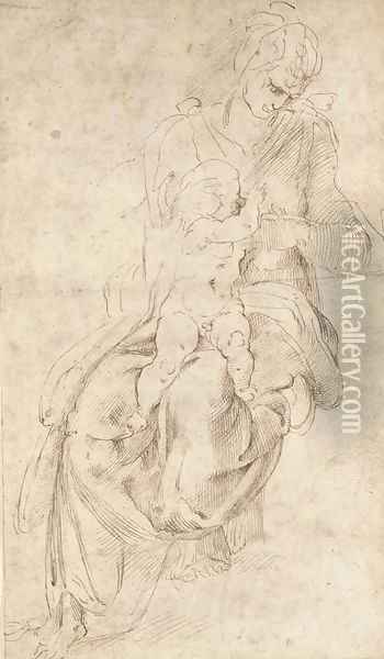 The Madonna and Child Oil Painting - Michelangelo Buonarroti