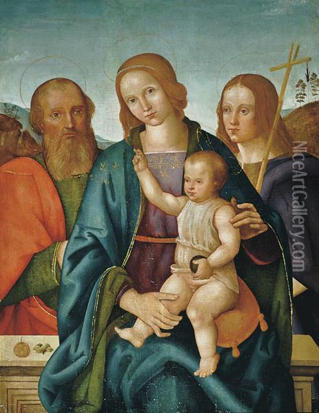 Madonna Col Bambino Oil Painting - Giovanni Maria B. Di Rocco Zoppo