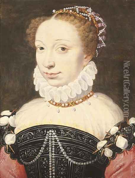 Portrait of a lady, possibly Jeanne d'Albret Oil Painting - Francois Clouet