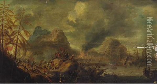 Turks In Battle Oil Painting - Jacob Jacobsz De Wet