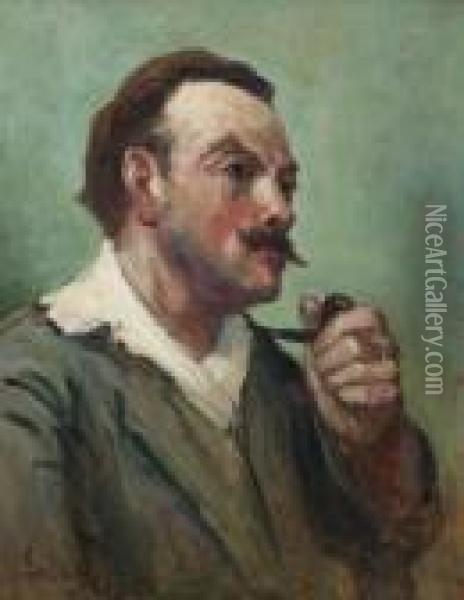 Portrait De Roger A La Pipe Oil Painting - Maximilien Luce