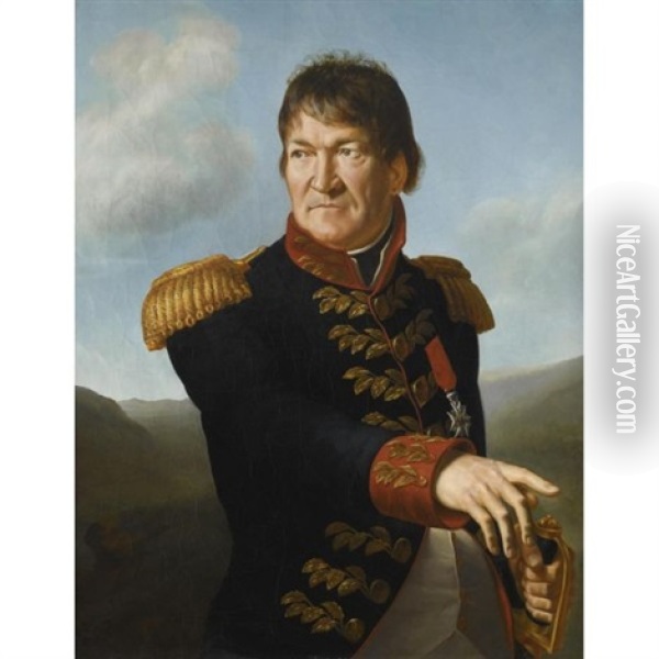 Portrait Of Baron Segoing De Laborde, Half-length, In Military Uniform, Wearing The Red Ribbon And Enamel Star Of The Imperial Order Of The Legion Of Honor Oil Painting - Antoine Jean (Baron Gros) Gros
