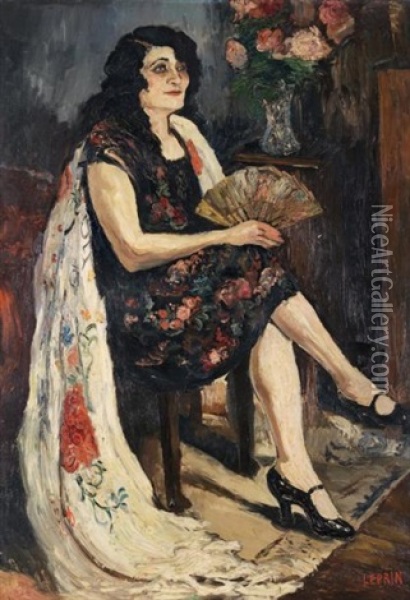 Femme Au Chale Oil Painting - Marcel Francois Leprin