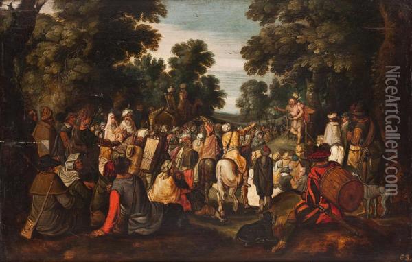 Die Waldpredigt Johannes Des Taufers Oil Painting - Hans Jordaens I