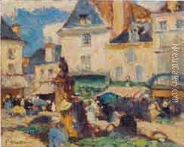Marche A Issoudun Oil Painting - Fernand Maillaud