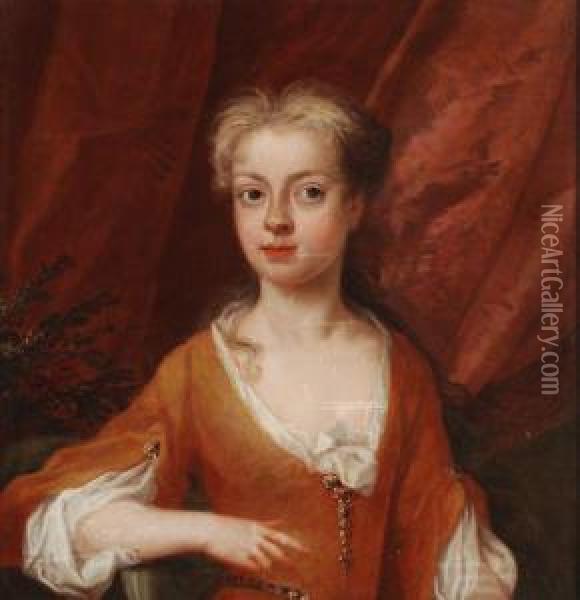 Portrait Of A Young Lady Oil Painting - William Wissing or Wissmig