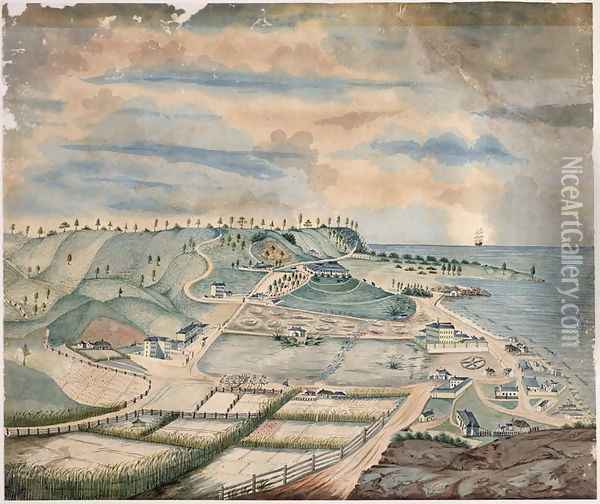Settlement at Norfolk Island, c.1835 Oil Painting - Thomas Seller