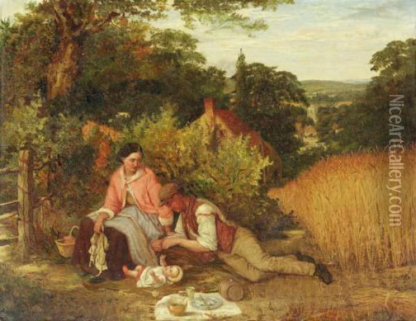 The Picnic
Oil On Canvas Oil Painting - Edward O. Bowley