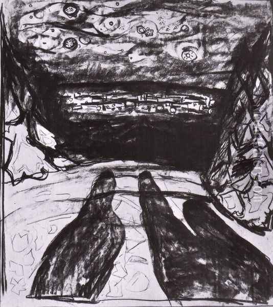 nuit étoilée 1923 Oil Painting - Edvard Munch
