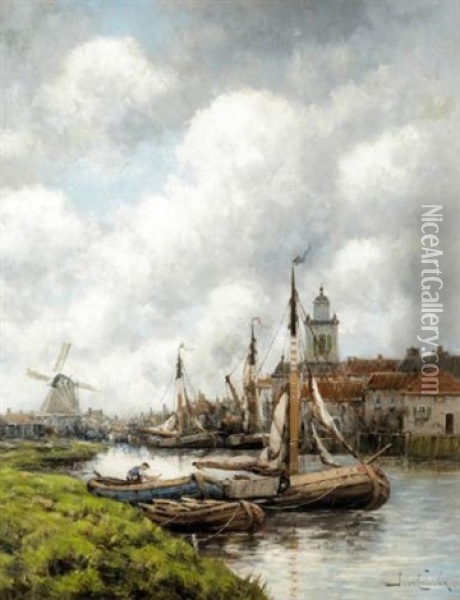 The Old Port, Ryswyk Oil Painting - Hermanus Koekkoek the Younger