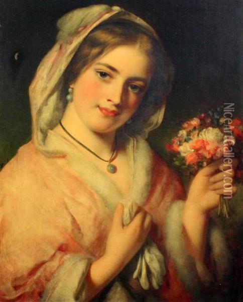 The Flower Girl Oil Painting - Charles Baxter