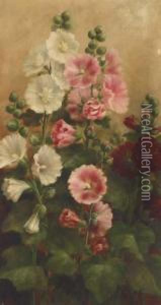 Hollyhock Oil Painting - Mary Adeline Tiffany