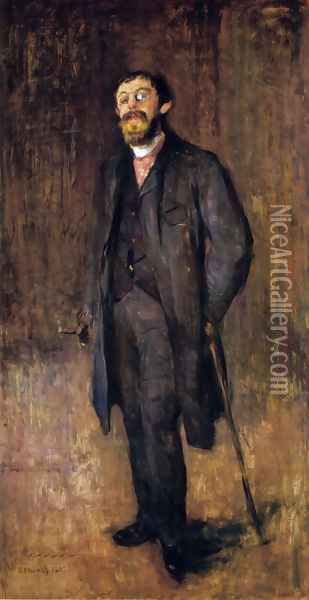 Portrait of the Painter Jensen-Hjell Oil Painting - Edvard Munch