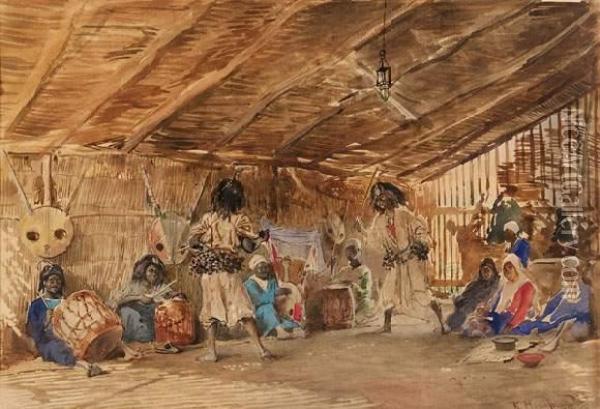 Tribal Dancers Oil Painting - Konstantin Egorovich Egorovich Makovsky