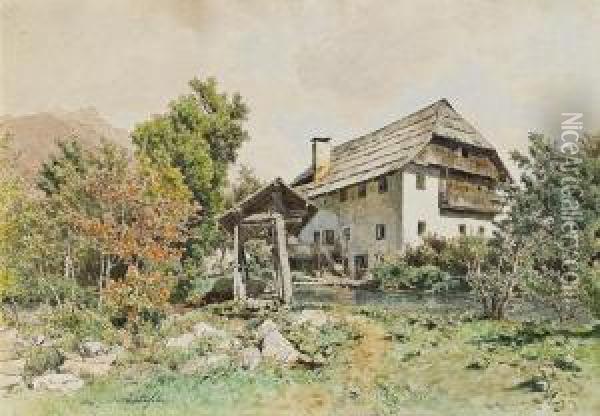 Bauernhaus Oil Painting - Eduard Peithner Von Lichtenfels