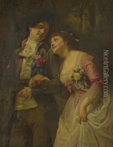 The Betrothed Oil Painting - Charles-Louis Mutler