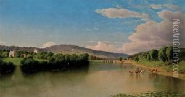 River Landscape Oil Painting - John Williamson