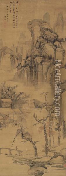 Landscape After Tang Yin Oil Painting - Gao Jian