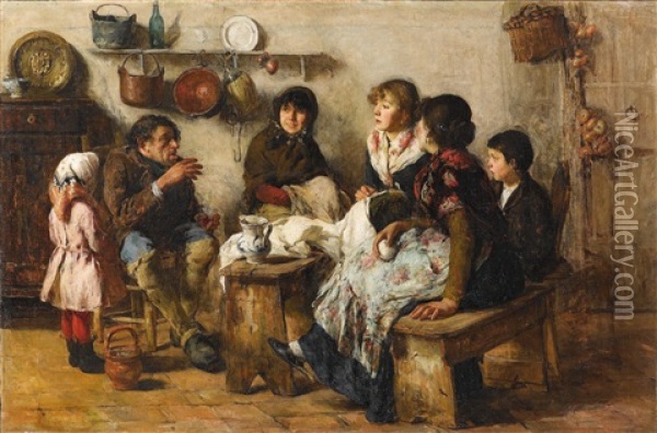 Der Erzahler Oil Painting - Vittorio Emanuele Bressanin