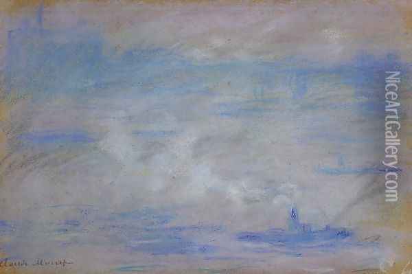 Boats On The Thames Fog Effect Oil Painting - Claude Oscar Monet